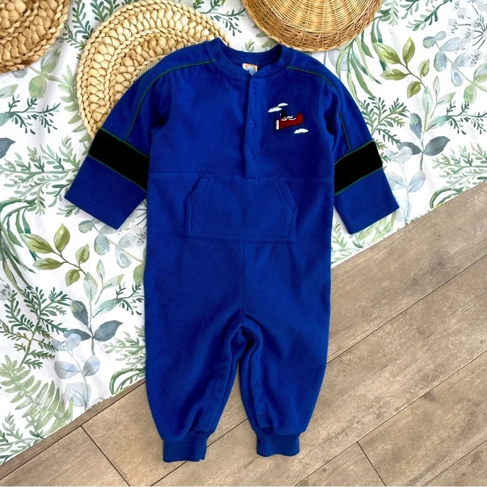 Vintage Y2K Gymboree Airplane Embroidered Coveralls Jumpsuit Cozy 12-18M Boy